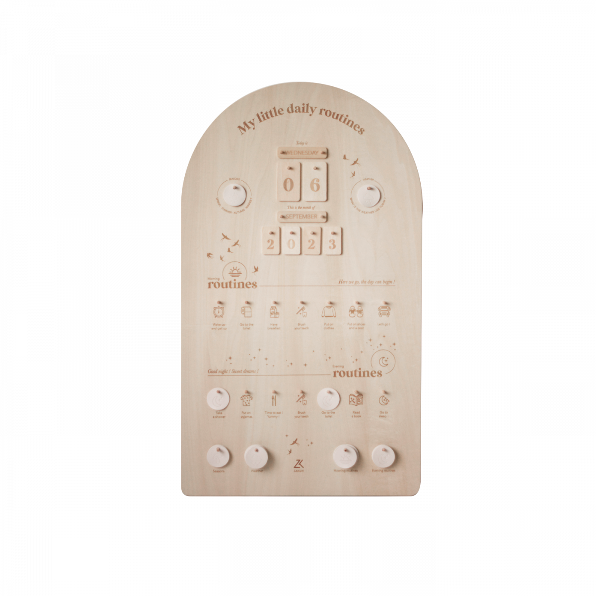 Tableau "My daily routines" - Anglais