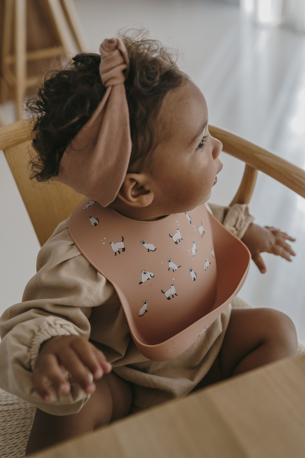 Bavoir en silicone - Minouche rose