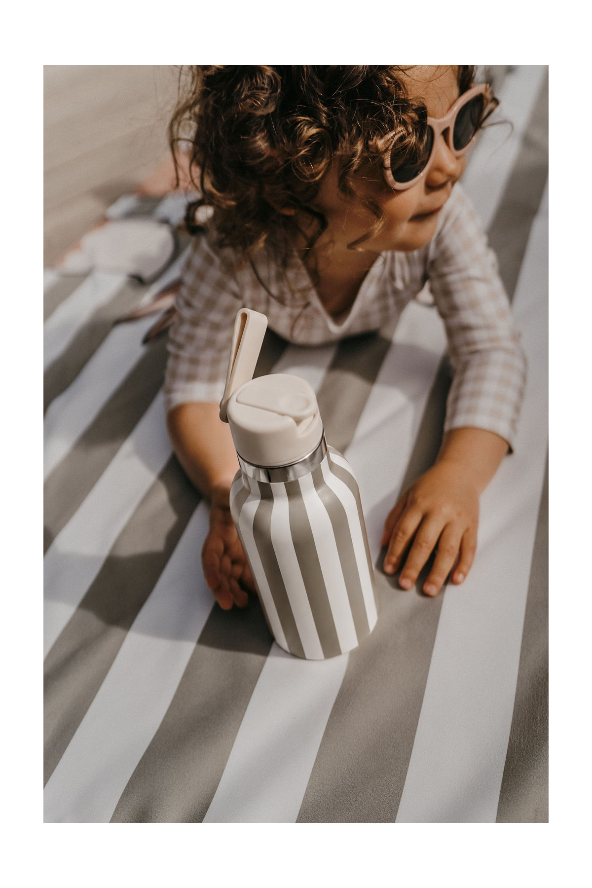 Water bottle - stripe - kaki