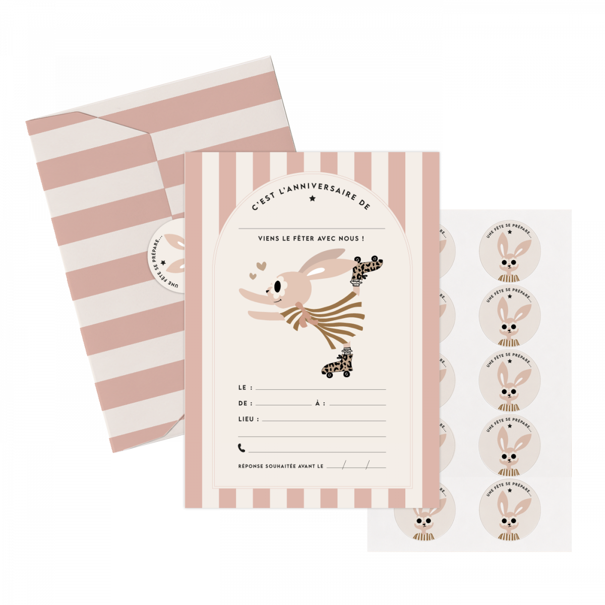 Set d’invitations anniversaire - lapin Suzie